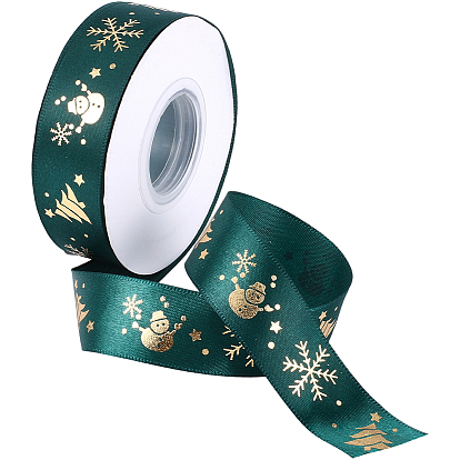 1 рулон ленты из полиэстера с рождественским принтом, плоский