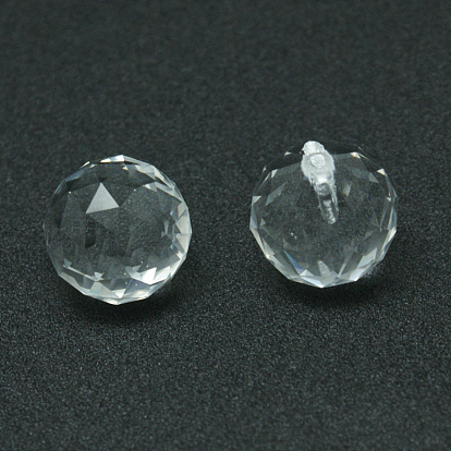 Transparent Glass Teardrop Pendants, Faceted