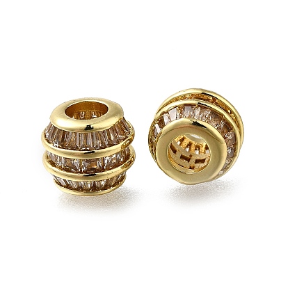 Латунь микропаве прозрачный кубический цирконий европейский бисер, долговечный, стойки покрытие, без свинца и без кадмия, колонка, бусины с большим отверстием