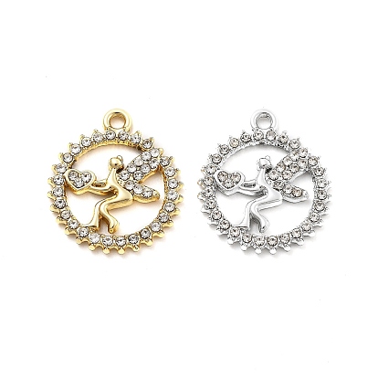 Подвески из сплава и страза, УФ-покрытием, фея, сердце