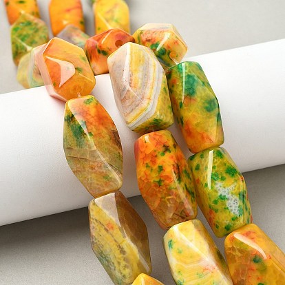 Окрашенные естественный агат бисер пряди, ромб