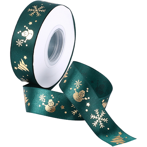 1 рулон ленты из полиэстера с рождественским принтом, плоский