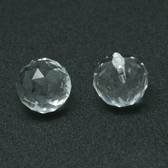 Transparent Glass Teardrop Pendants, Faceted