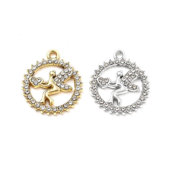 Подвески из сплава и страза, УФ-покрытием, фея, сердце