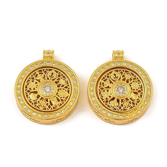 Вращающиеся латунные подвески из кубического циркония с микропаве, Сплав с поиска, плоско-круглые