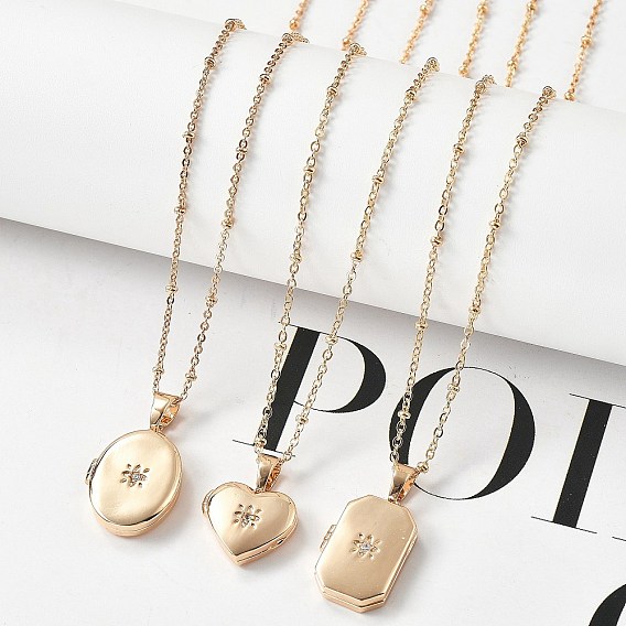 Ожерелья-медальоны из прозрачного кубического циркония, золотая латунь фото ожерелья, реальный 18 k позолоченный