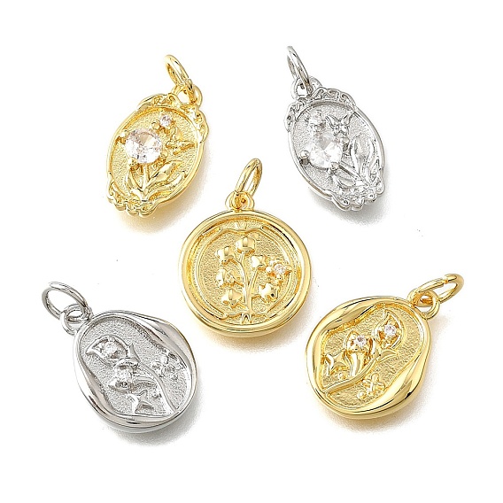 Латунные микро проложить кубического циркония подвески, с прыгающим кольцом, долговечный, без кадмия и без свинца, стойки покрытие, настоящий 18k позолоченный/платиновый