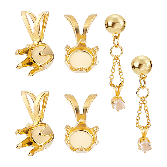 4шт. подвеска из стерлингового серебра с кабошоном, 6 настройки плоского круглого лотка с когтями