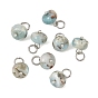 Colgantes larimar naturales, dijes redondos con 304 anillas de acero inoxidable