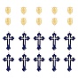Alloy Enamel Cross Pendants, with Chandelier Component Links, Rosary Center Pieces, Marine Blue