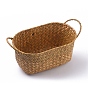 Straw Braid Baskets, with Handles, for for Storage Plant Pot Basket and Laundry, Picnic and Grocery Basket, Oval