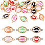 20Pcs Polymer Clay Ball & CCB Oval Frame Links Connector Charms, with Brass Double Loops, Golden