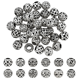 72 шт 12 стили европейские бусины из сплава в тибетском стиле, круглые, бусины с большим отверстием