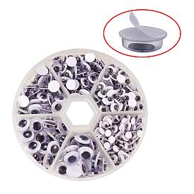 PandaHall Elite Lack & White Plastic Wiggle Eyes Self-adhesive Round Googly Eyes for DIY Scrapbooking Crafts Toy