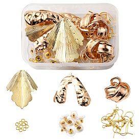 DIY Earrings Making Kit, Including Nugget & Flower & Arch Iron Pendants, Brass Earring Hooks & Ear Nuts