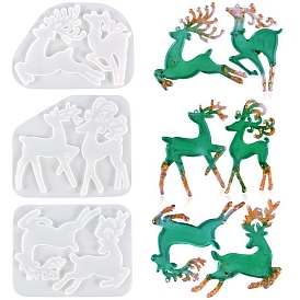 DIY Christmas Reindeer Pendant Silhouette Silicone Molds, Resin Casting Molds, for UV Resin, Epoxy Resin Craft Making
