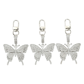 3шт. бабочка сплав горный хрусталь подвеска украшения, с поворотными застежками сплава