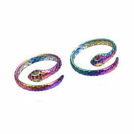 Snake Wrap Cuff Rings, Textured Open Rings, Rainbow Color 304 Stainless Steel Ring for Women