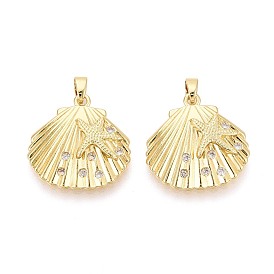 Латунные микропаве прозрачные подвески с фианитом, подвески в форме ракушек