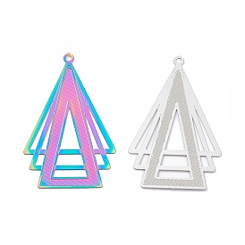 304 Stainless Steel Pendants, Etched Metal Embellishments, Triangle Charm