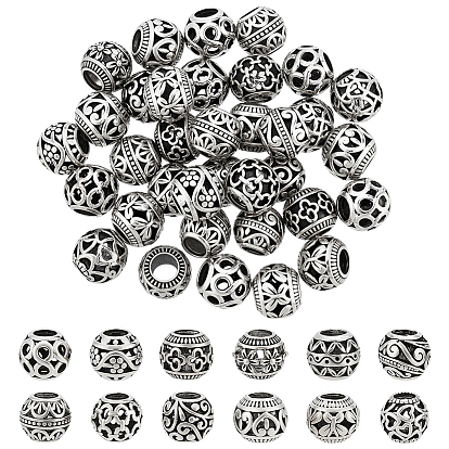 72 шт 12 стили европейские бусины из сплава в тибетском стиле, круглые, бусины с большим отверстием