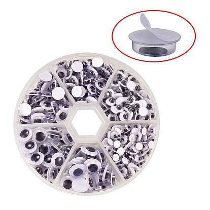 PandaHall Elite Lack & White Plastic Wiggle Eyes Self-adhesive Round Googly Eyes for DIY Scrapbooking Crafts Toy