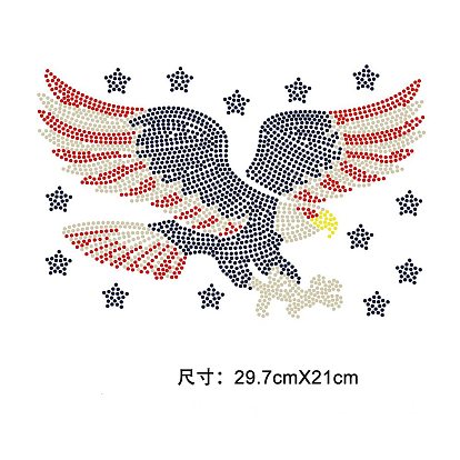 Eagle Glass Hotfix Rhinestone, Iron on Appliques, Costume Accessories, for Clothes, Bags, Pants