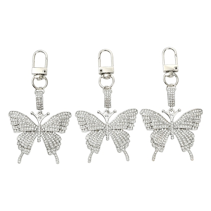 3шт. бабочка сплав горный хрусталь подвеска украшения, с поворотными застежками сплава