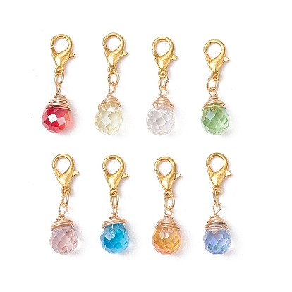 Подвесные украшения в виде капли из стекла, обернутого проволокой, Застежки-когти из сплава омара, подвески для украшений сумок