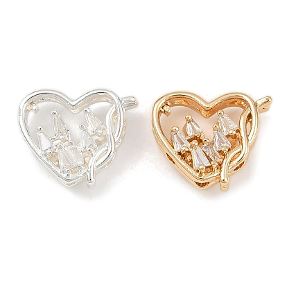 Многожильные звенья из латуни с прозрачным фианитом, без кадмия, без никеля и без свинца, сердце