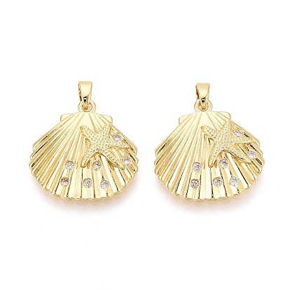 Латунные микропаве прозрачные подвески с фианитом, подвески в форме ракушек