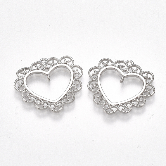 Brass Links/Connectors, Heart, Nickel Free