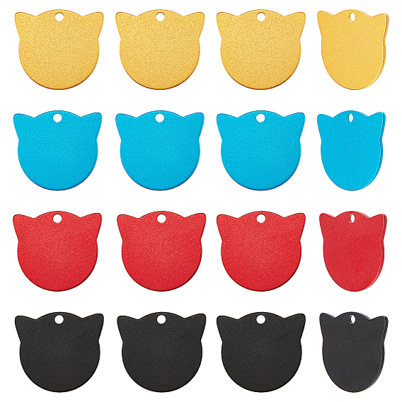 16Pcs 4 Colors Aluminum Blank Pendants, Cat