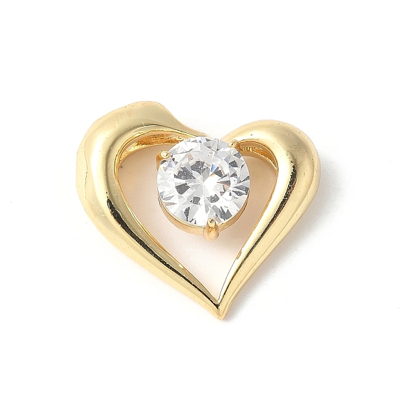 Латунные микропаве прозрачные подвески с фианитом, без кадмия и без свинца, сердце