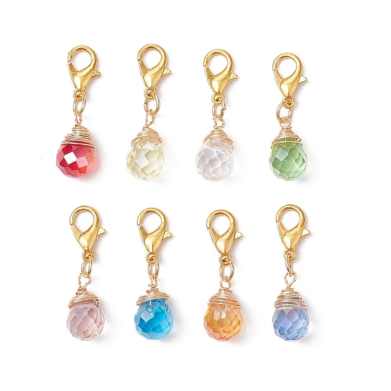 Подвесные украшения в виде капли из стекла, обернутого проволокой, Застежки-когти из сплава омара, подвески для украшений сумок