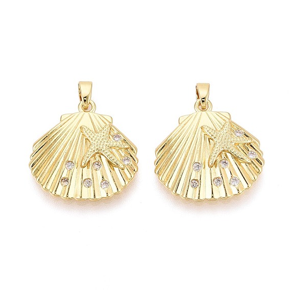 Латунные микропаве прозрачные подвески с фианитом, подвески в форме ракушек