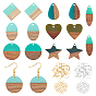 Earring Making Kits, Including Resin & Walnut Wood Pendants, Brass Earring Hooks, Brass Jump Rings, Waxed, Mixed Shapes