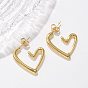 304 серьги-гвоздики из нержавеющей стали для женщин, ионное покрытие (ip), сердце