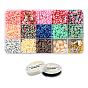 2600Pcs Disc/Flat Round Polymer Clay Beads, 10Pcs Starfish & Leaf CCB Plastic & Alloy Pendants, 10Pcs Oval Shell Beads, Zinc Alloy Clasps, Iron Findings and Elastic Thread, for DIY Jewelry Making Kits