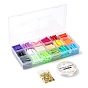 DIY Jewelry Making Kits, Including Curved Tube Opaque Acrylic Beads, Brass Spacer Beads, Elastic Crystal Thread