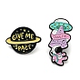 Cartoon Space Theme Enamel Pins, Black Zinc Alloy Painted Brooches for Backpack Clothes, Planet/Spaceship & Astronaut