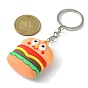 PVC Plastic Pendant Keychain, with Iron Keychain Ring, Platinum, Sandwich/Hamburger/Fries/Bread