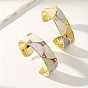 Vintage Elegant 201 Stainless Steel Enamel Open Ladies Cuff Bangles for Parties, Golden