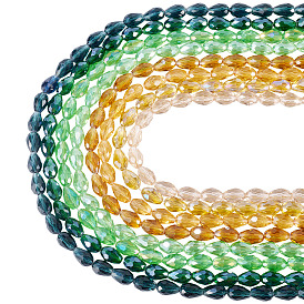 8 нити 8 цветные прозрачные гальванизированные стеклянные бусины, с покрытием AB цвета, граненые, слеза