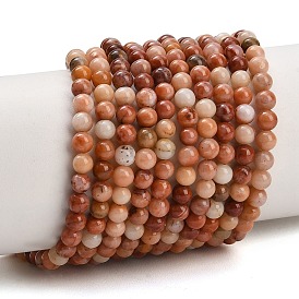 Natural Orange Aventurine Beads Strands, Smooth Round