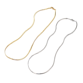 Brass Curb Chain Necklaces, with Lobster Claw Clasps, Long-Lasting Plated