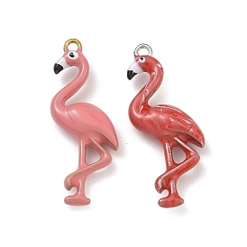 316 Stainless Steel & Enamel Pendants, Flamingo Shape Charms