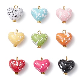 Непрозрачные акриловые подвески, окрашенные распылением, с железными петлями, сердце