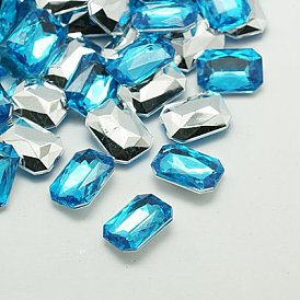 Imitation Taiwan Acrylic Rhinestone Pointed Back Cabochons & Faceted, Rectangle Octagon
