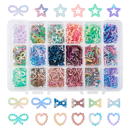 Rainbow ABS Plastic Imitation Pearl Linking Rings, Gradient Mermaid Pearl, Mixed Shapes